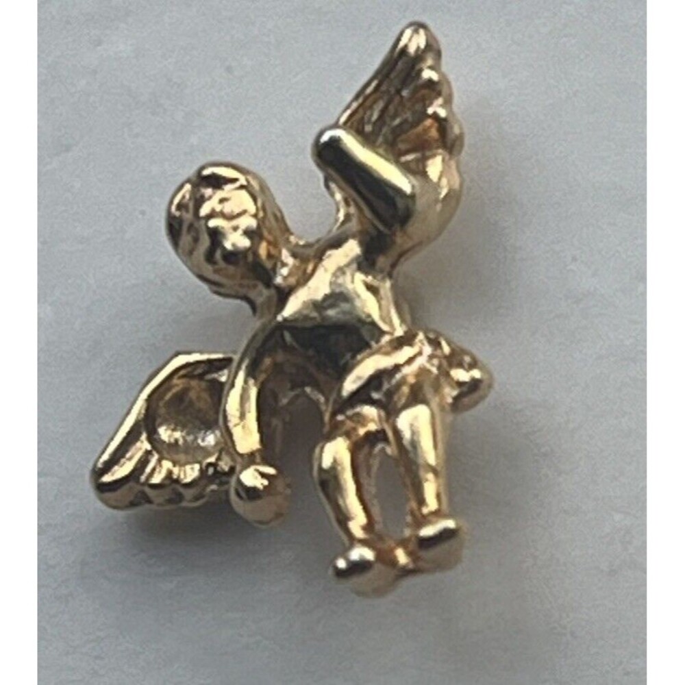 Guardian Angel Vintage Lapel Pin‎ Tie Tack Gold Tone Christian Made in USA New